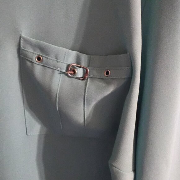 Maggie Barnes Wm's plus SZ 3X (26 /28) Teal Snap button down blouse - Picture 5 of 5